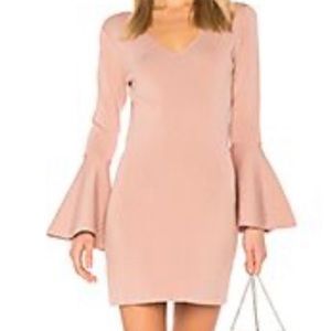 Women's blush pink V neck sweater dress